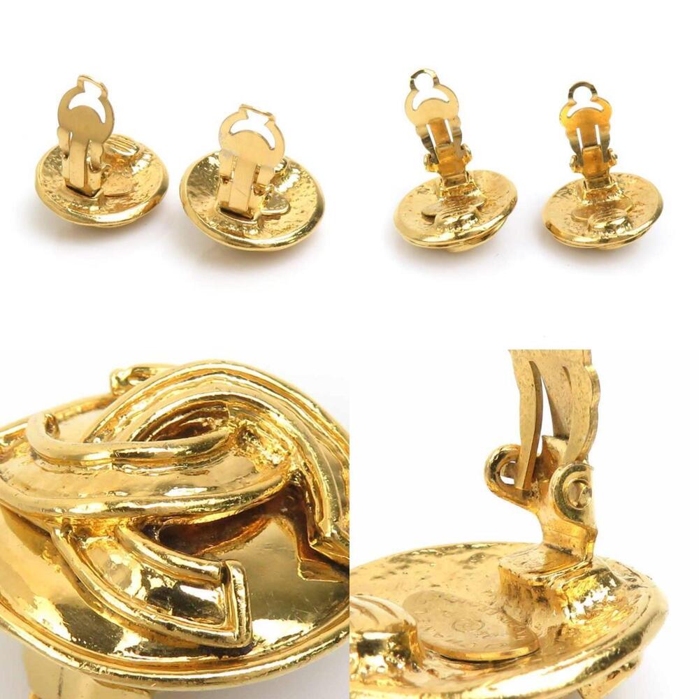 CHANEL Authentic Gold Logo Earrings - Picture 4 of 5